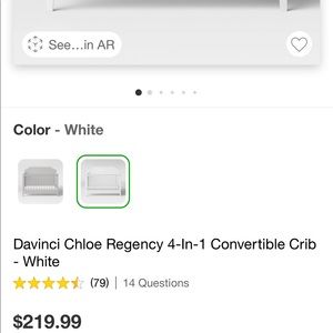 Min white crib convertible